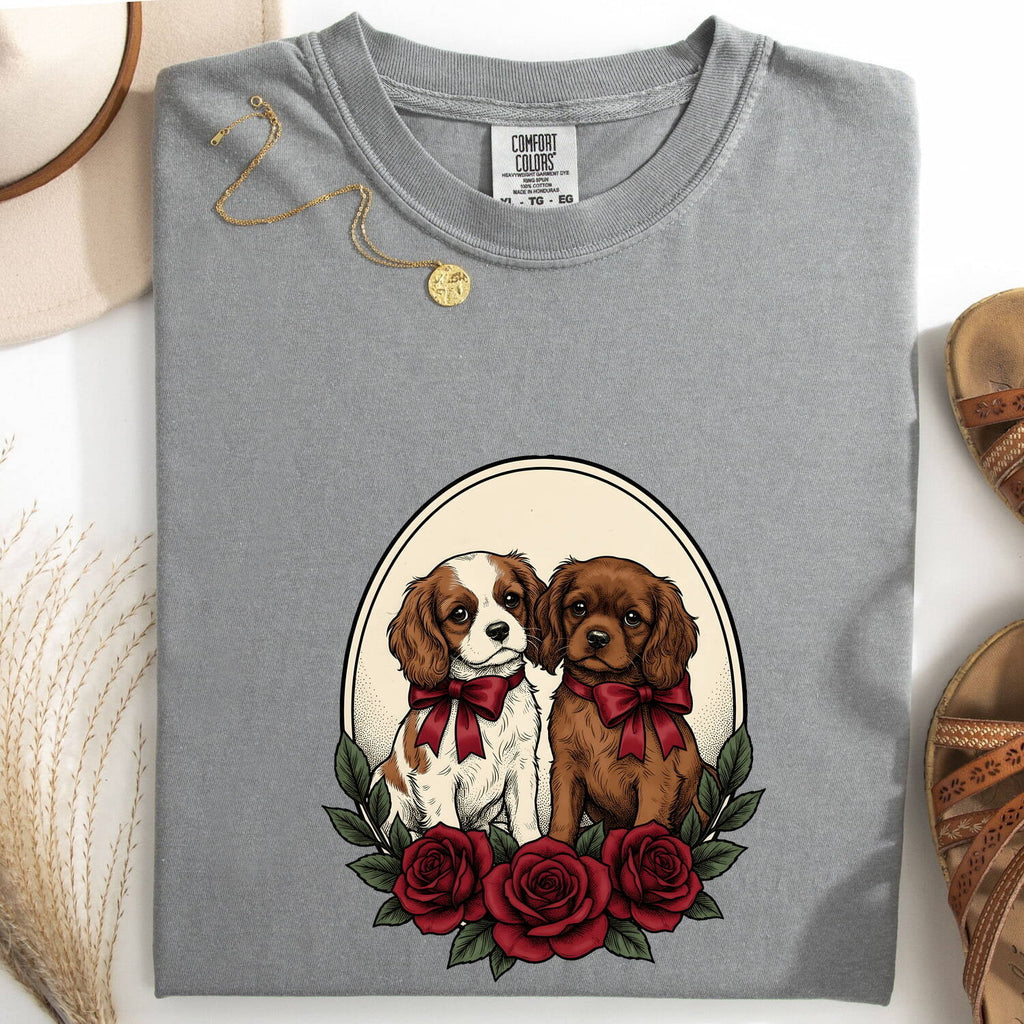 Cavalier Spaniel Shirt for Women – Valentine's Day Retro Vintage Dog Mom Graphic Tee