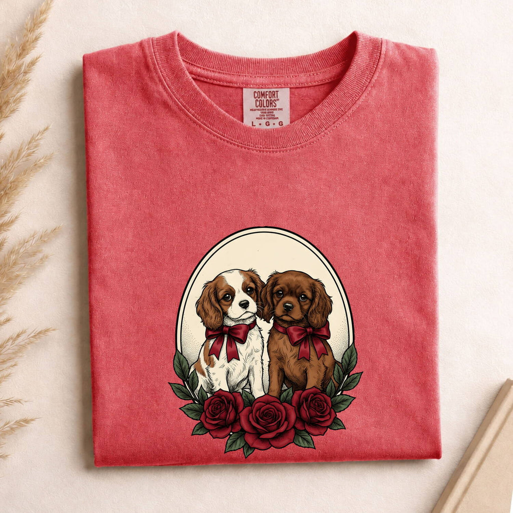 Cavalier Spaniel Shirt for Women – Valentine's Day Retro Vintage Dog Mom Graphic Tee