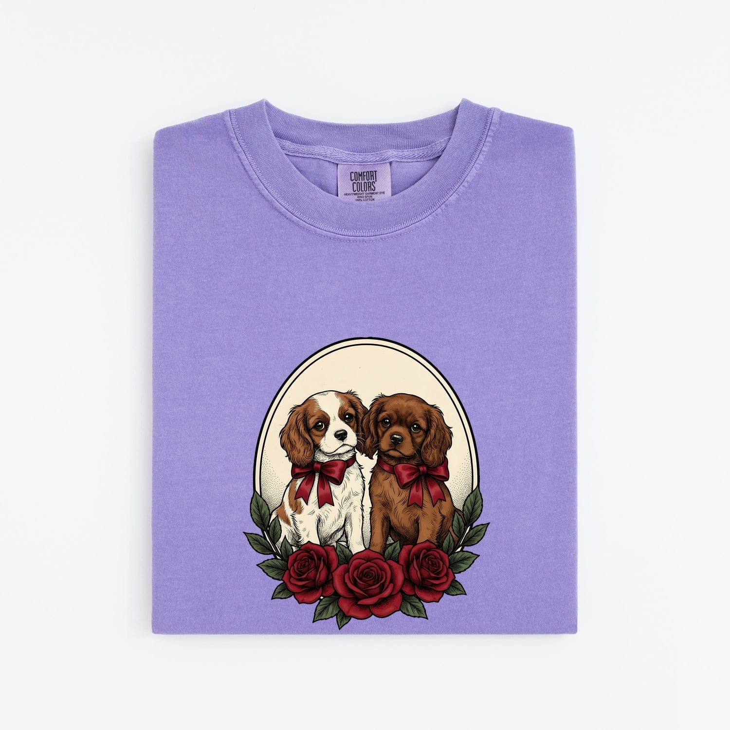 Cavalier Spaniel Shirt for Women – Valentine's Day Retro Vintage Dog Mom Graphic Tee