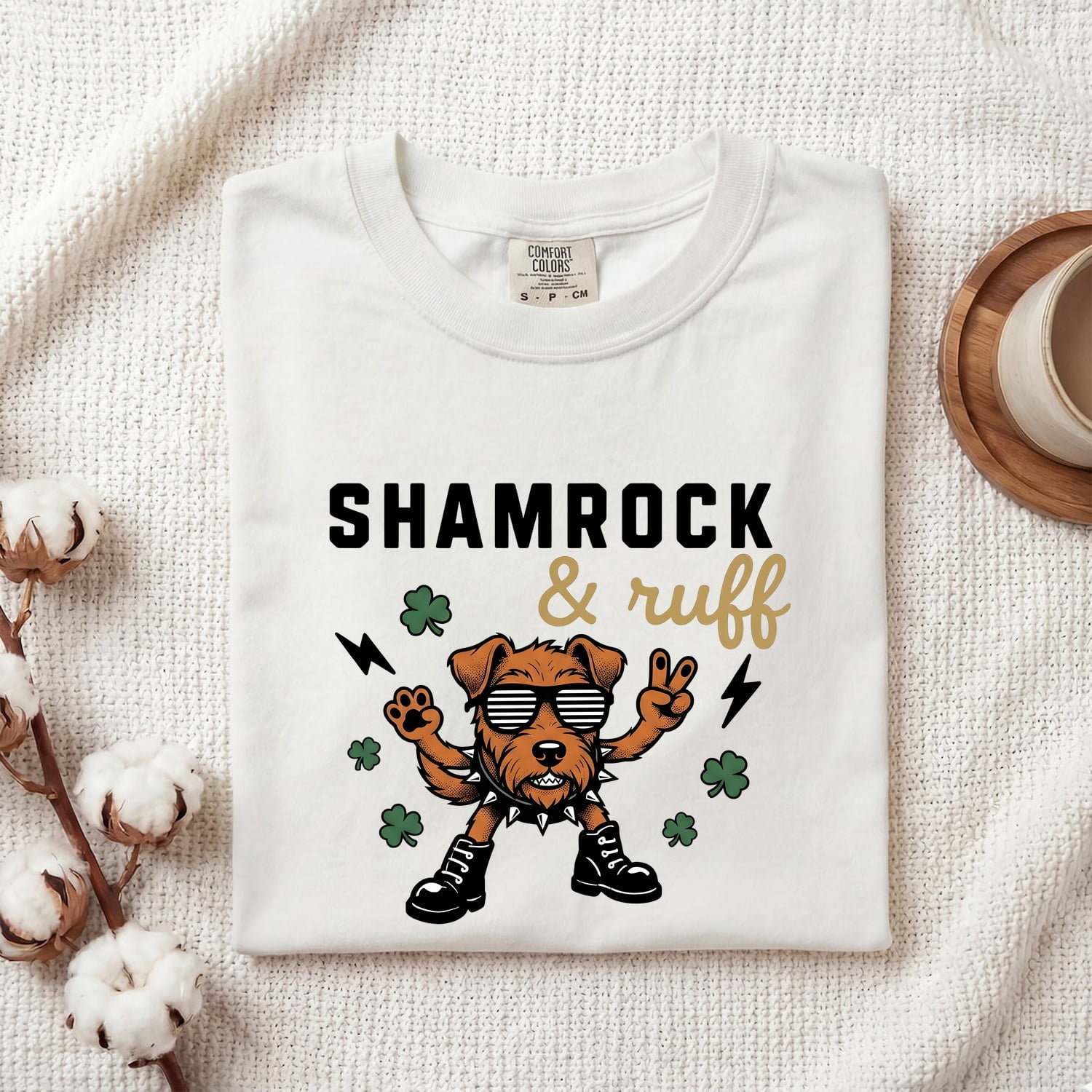 St. Patrick's Day Puppy Shirt for Women – Vintage Shamrock Cartoon Dog Graphic Tee