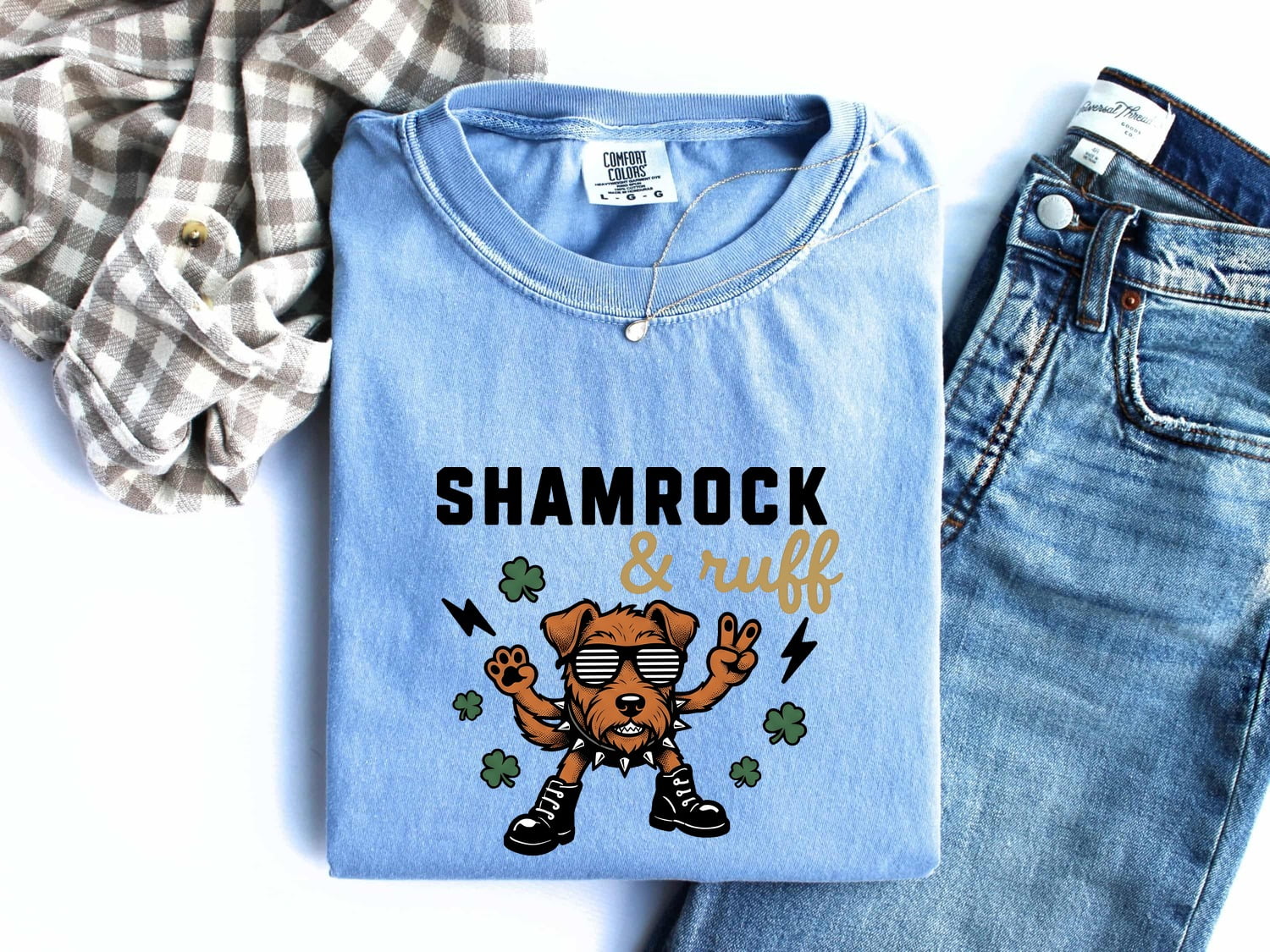 St. Patrick's Day Puppy Shirt for Women – Vintage Shamrock Cartoon Dog Graphic Tee