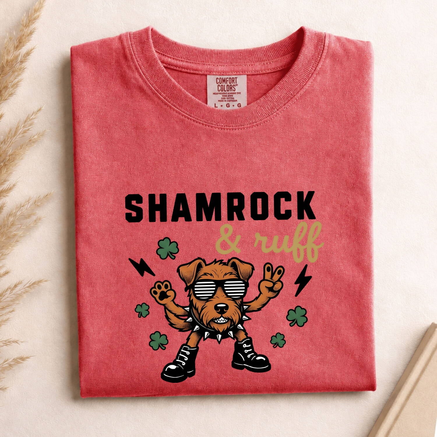 St. Patrick's Day Puppy Shirt for Women – Vintage Shamrock Cartoon Dog Graphic Tee