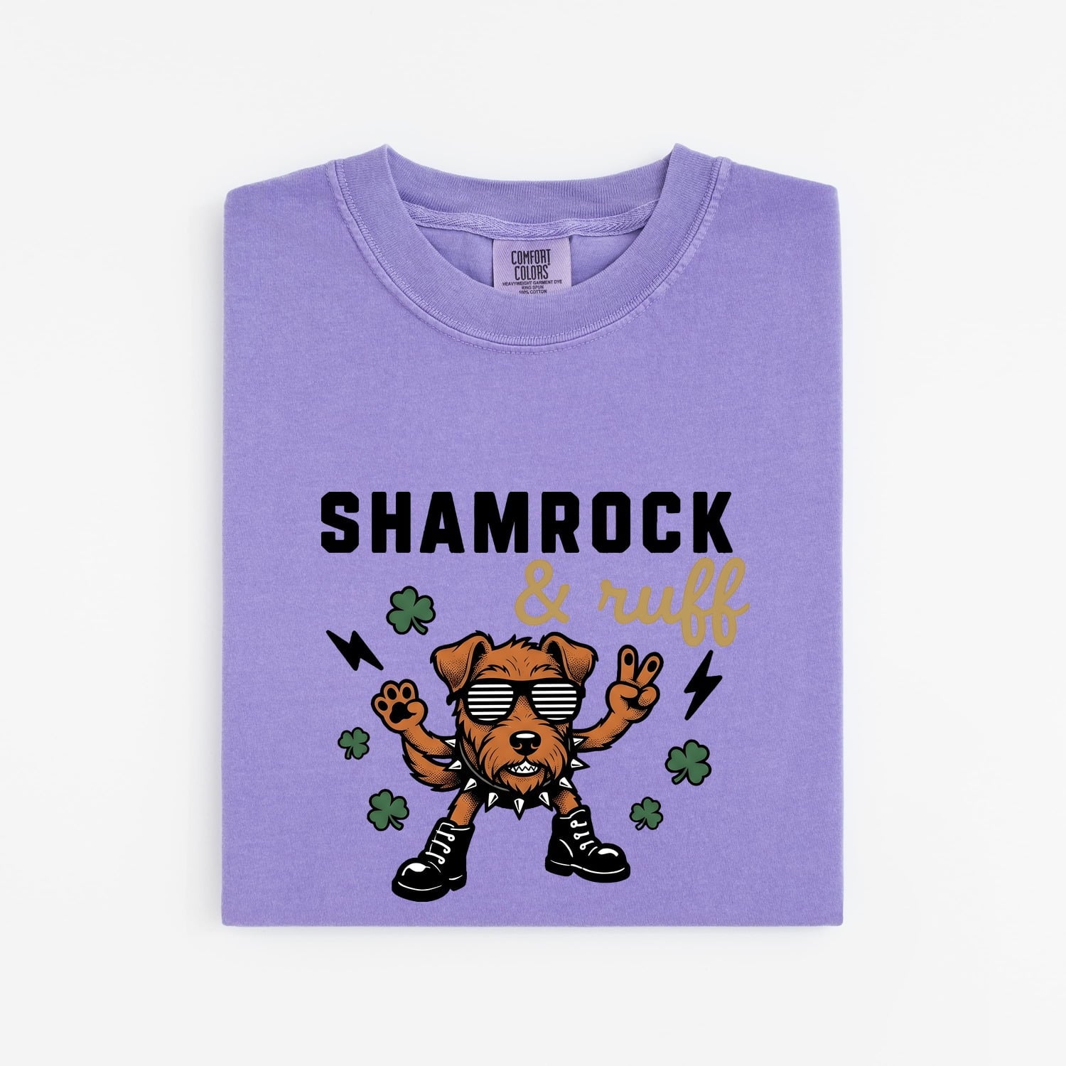 St. Patrick's Day Puppy Shirt for Women – Vintage Shamrock Cartoon Dog Graphic Tee