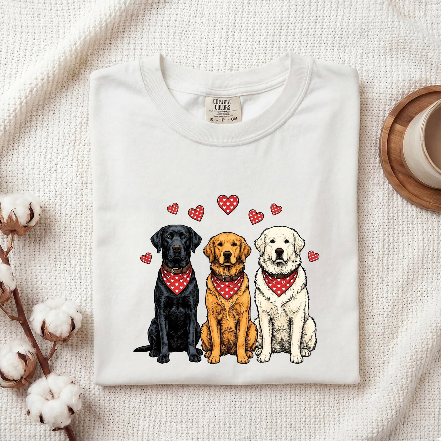 Valentine's Day Labrador Shirt for Women – Line Art Dog Pack Illustrated Graphic Tee