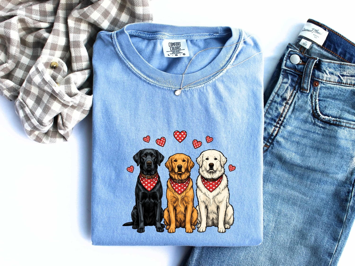Valentine's Day Labrador Shirt for Women – Line Art Dog Pack Illustrated Graphic Tee