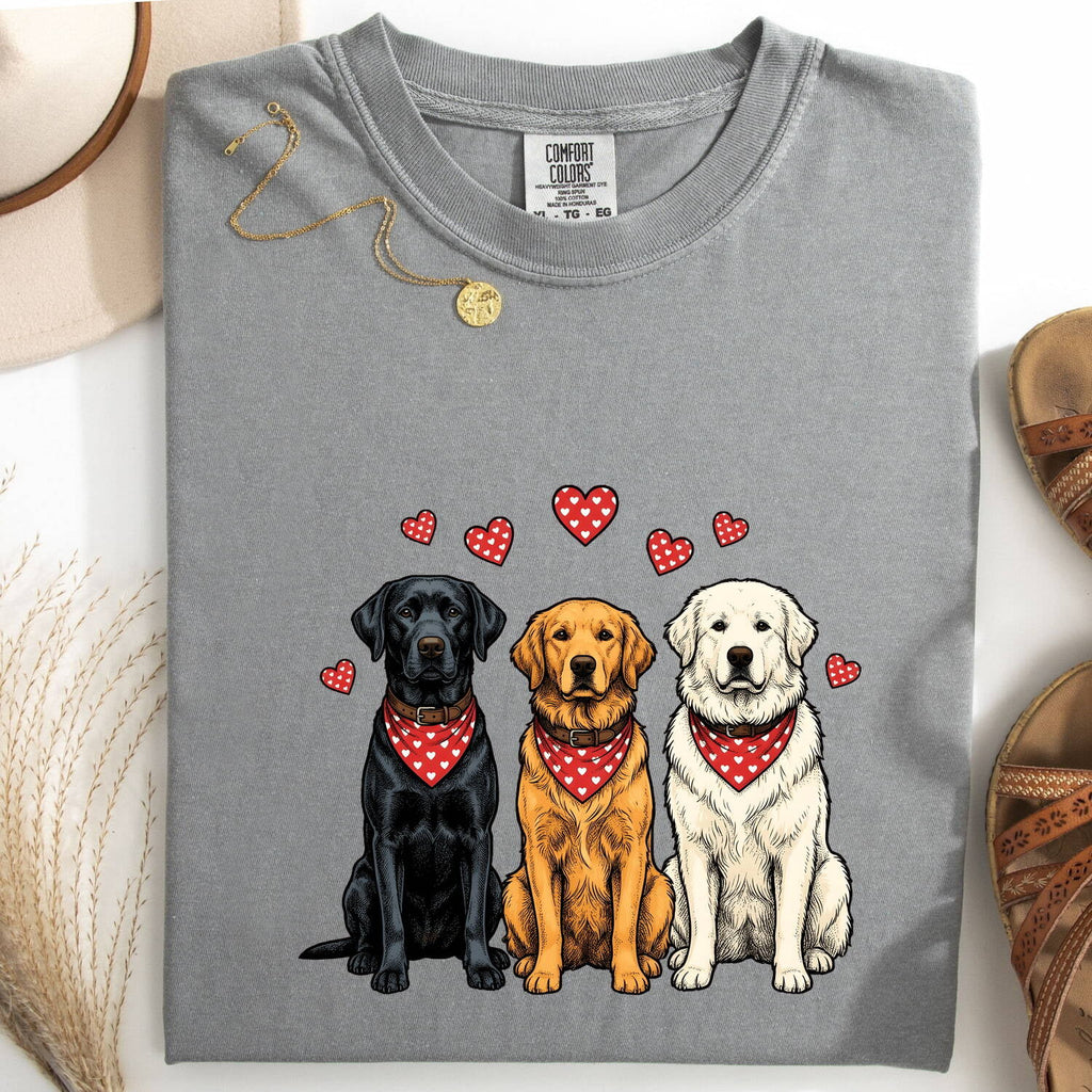Valentine's Day Labrador Shirt for Women – Line Art Dog Pack Illustrated Graphic Tee