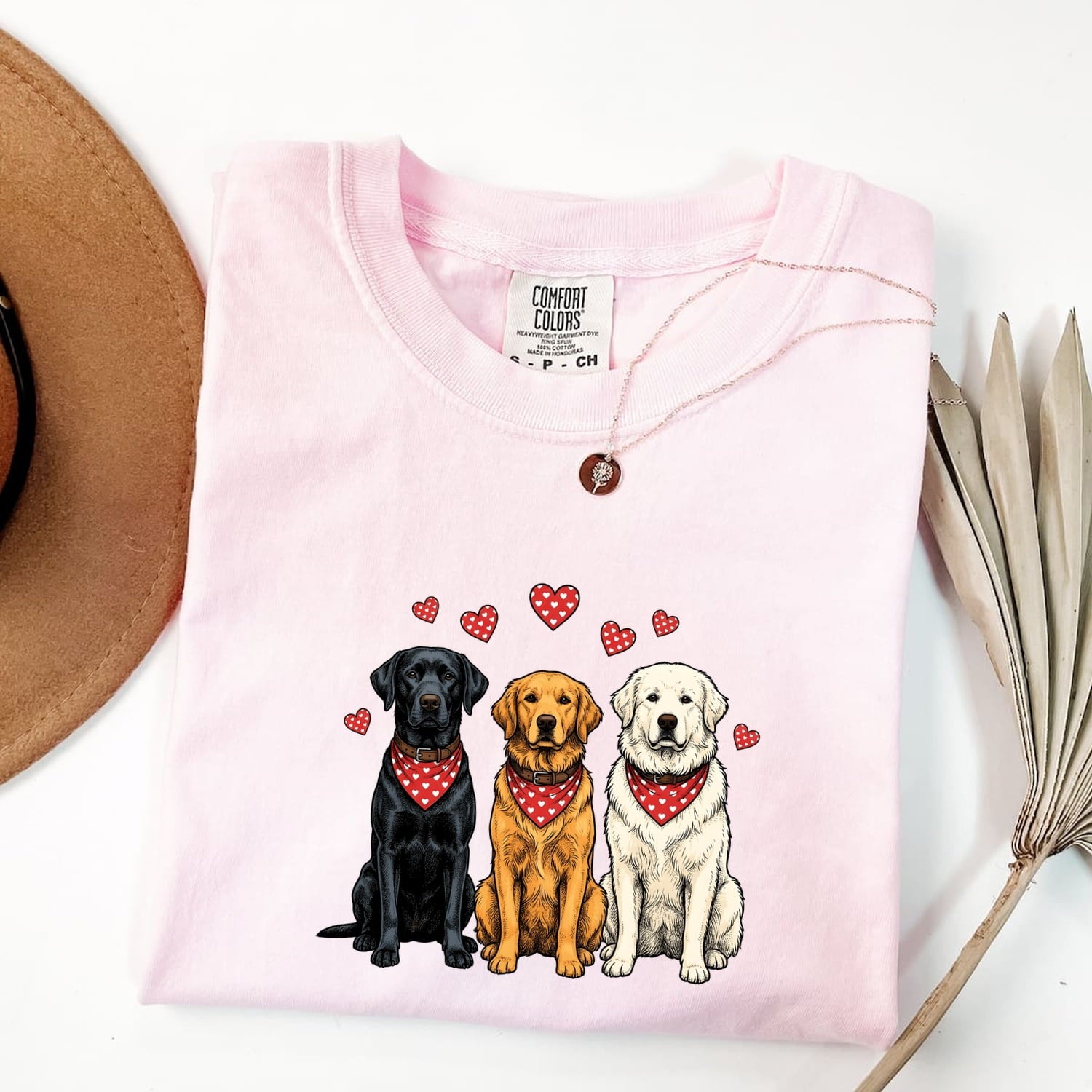 Valentine's Day Labrador Shirt for Women – Line Art Dog Pack Illustrated Graphic Tee