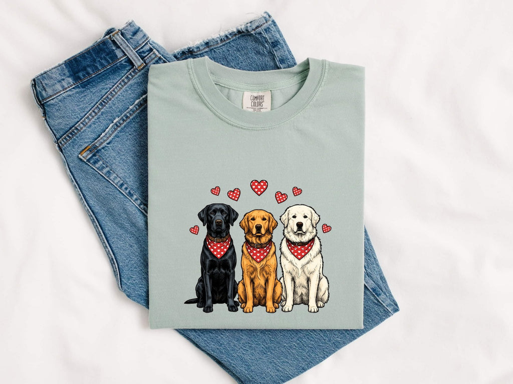 Valentine's Day Labrador Shirt for Women – Line Art Dog Pack Illustrated Graphic Tee
