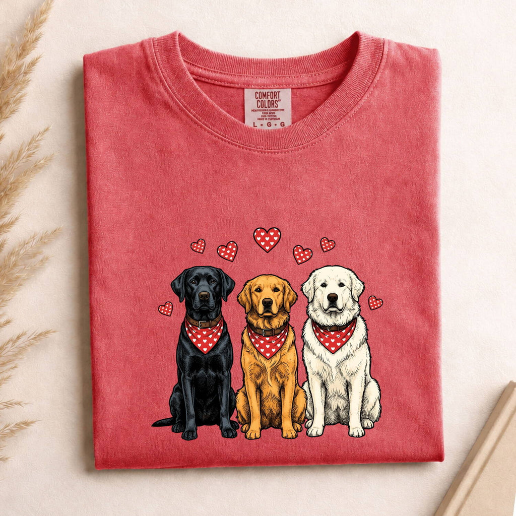Valentine's Day Labrador Shirt for Women – Line Art Dog Pack Illustrated Graphic Tee