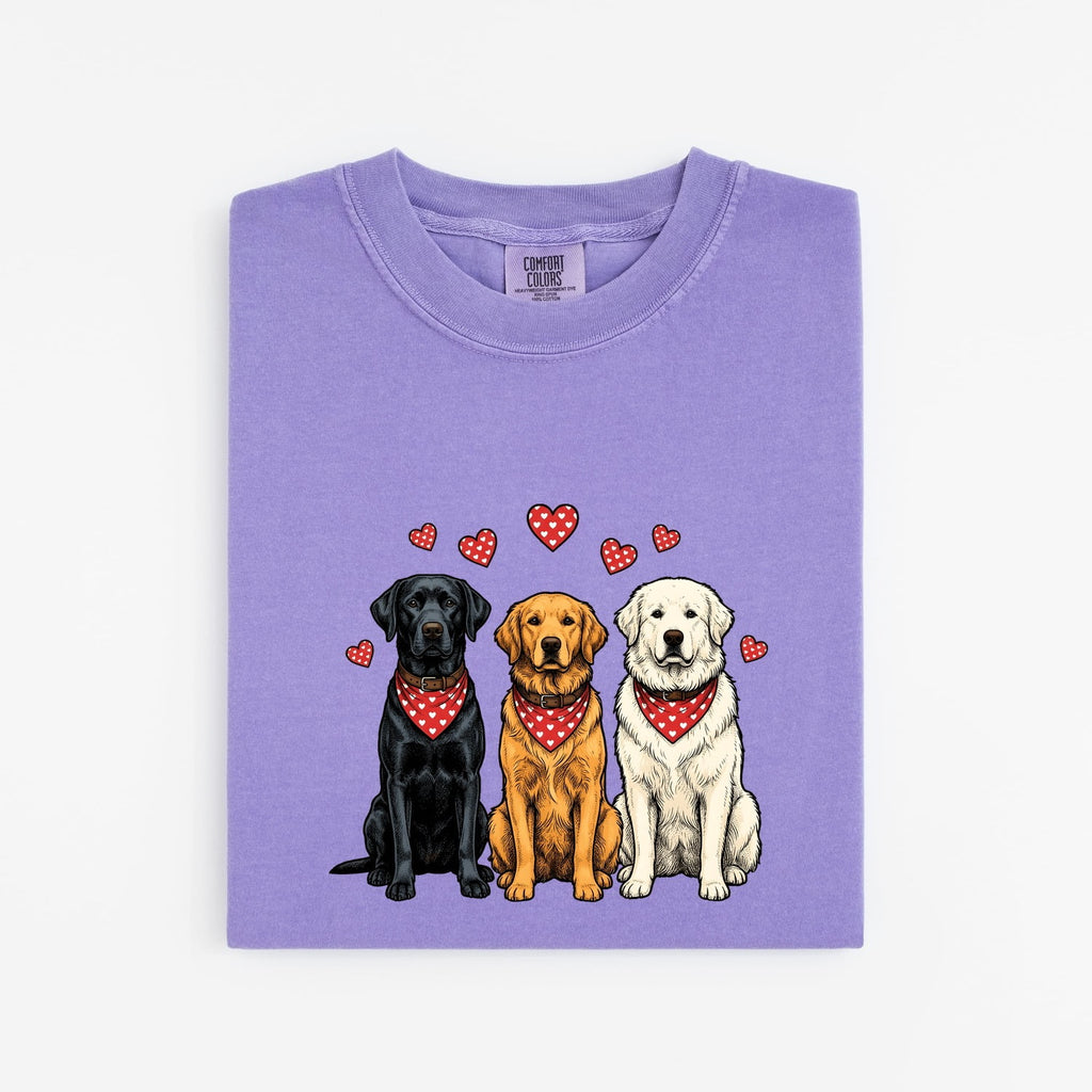 Valentine's Day Labrador Shirt for Women – Line Art Dog Pack Illustrated Graphic Tee