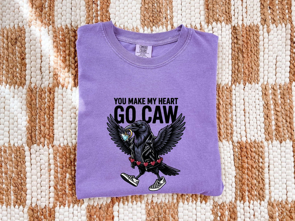 Valentine's Day Raven Shirt for Women – Dark Bird Sketch Romance Heart Graphic Tee