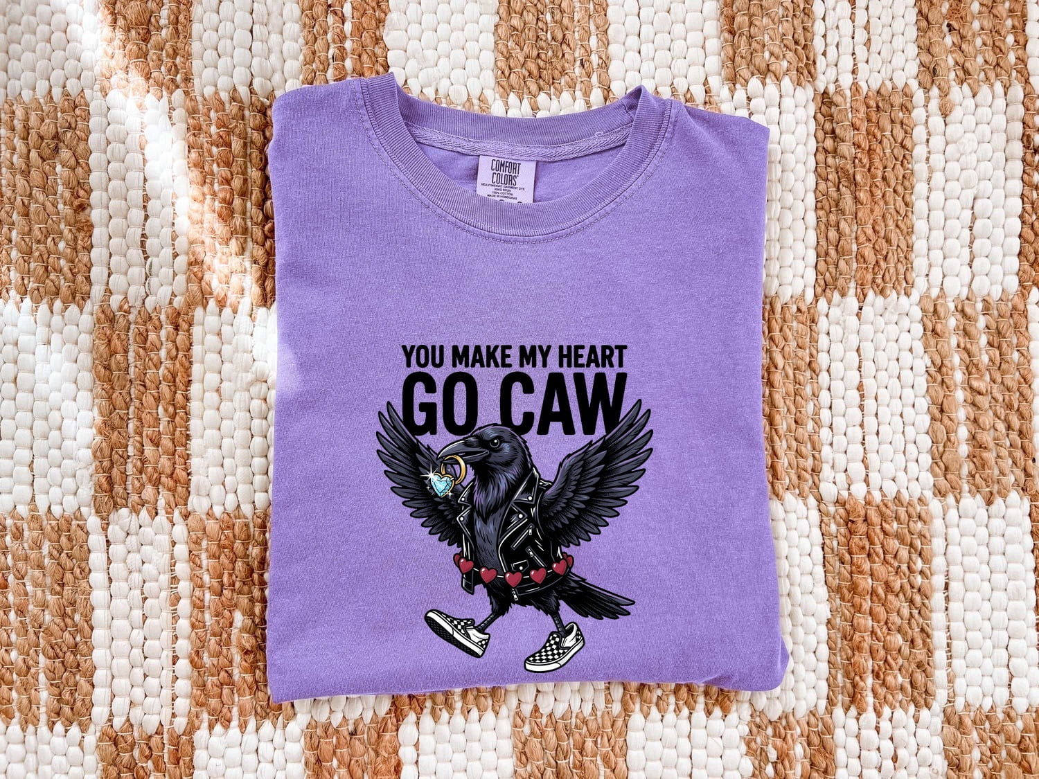 Valentine's Day Raven Shirt for Women – Dark Bird Sketch Romance Heart Graphic Tee