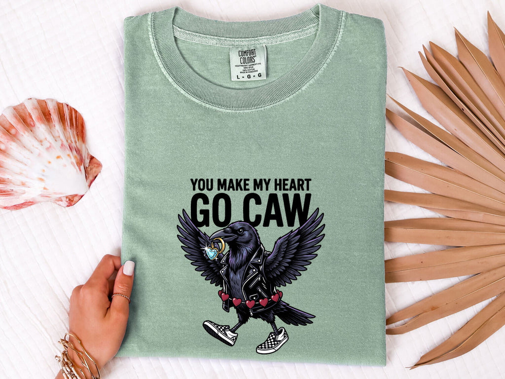 Valentine's Day Raven Shirt for Women – Dark Bird Sketch Romance Heart Graphic Tee