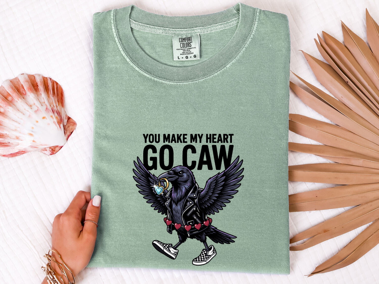 Valentine's Day Raven Shirt for Women – Dark Bird Sketch Romance Heart Graphic Tee