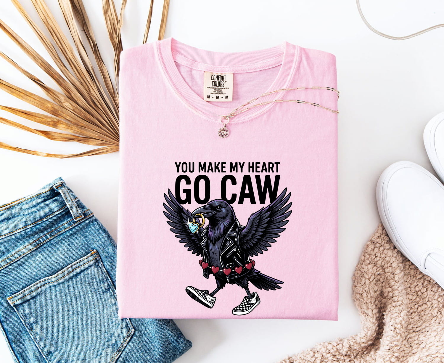 Valentine's Day Raven Shirt for Women – Dark Bird Sketch Romance Heart Graphic Tee
