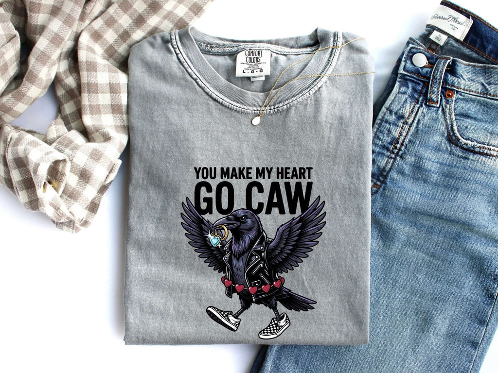 Valentine's Day Raven Shirt for Women – Dark Bird Sketch Romance Heart Graphic Tee