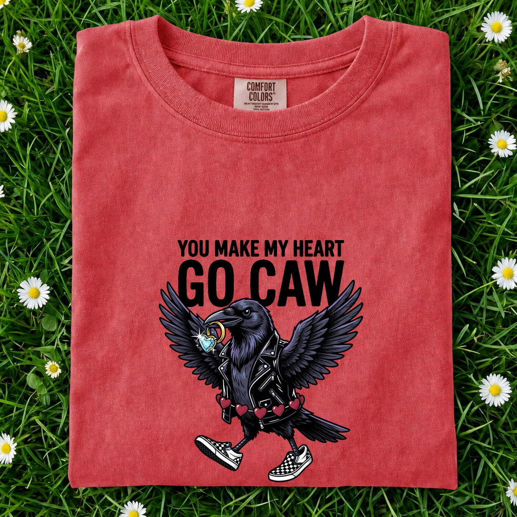 Valentine's Day Raven Shirt for Women – Dark Bird Sketch Romance Heart Graphic Tee