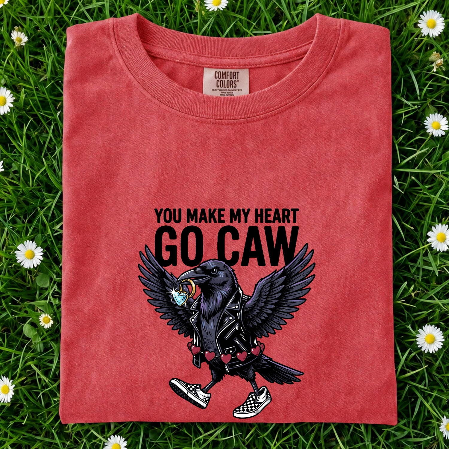Valentine's Day Raven Shirt for Women – Dark Bird Sketch Romance Heart Graphic Tee