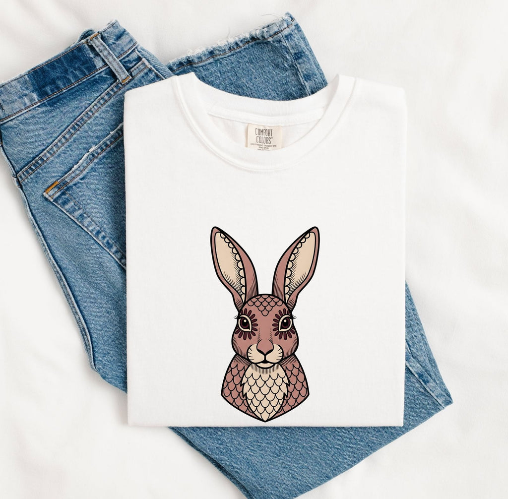 Bunny Face Shirt for Women – Boho Tribal Forest Rabbit Graphic Tee