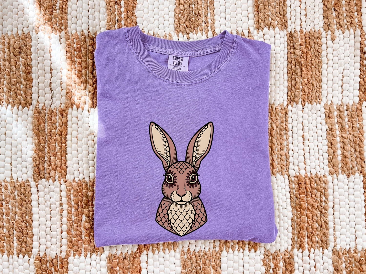 Bunny Face Shirt for Women – Boho Tribal Forest Rabbit Graphic Tee