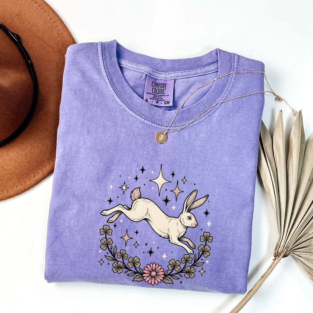 Bunny Rabbit Shirt for Women – Boho Floral Vintage Wildflowers Graphic Tee