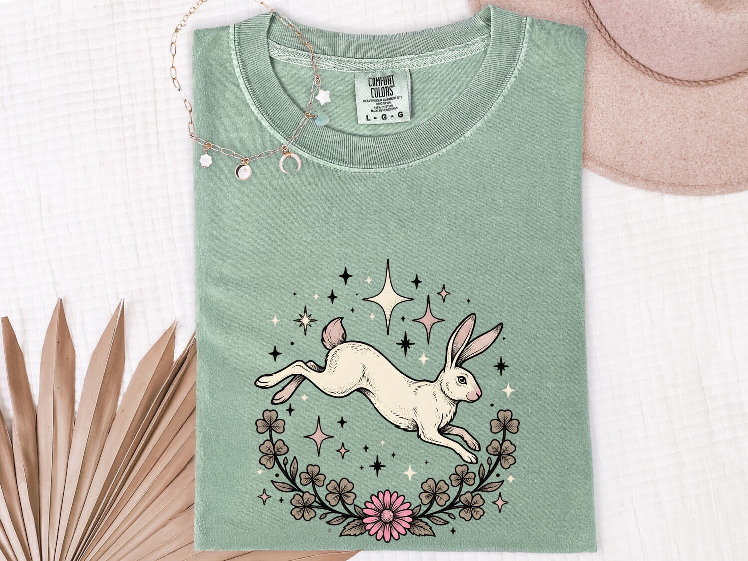 Bunny Rabbit Shirt for Women – Boho Floral Vintage Wildflowers Graphic Tee