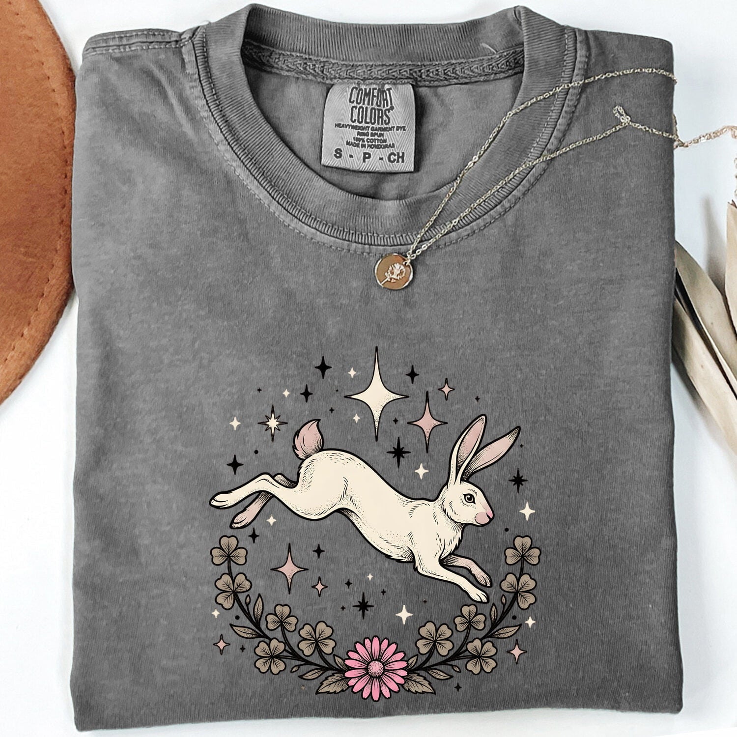 Bunny Rabbit Shirt for Women – Boho Floral Vintage Wildflowers Graphic Tee