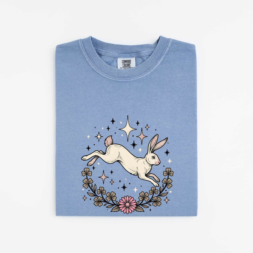 Bunny Rabbit Shirt for Women – Boho Floral Vintage Wildflowers Graphic Tee