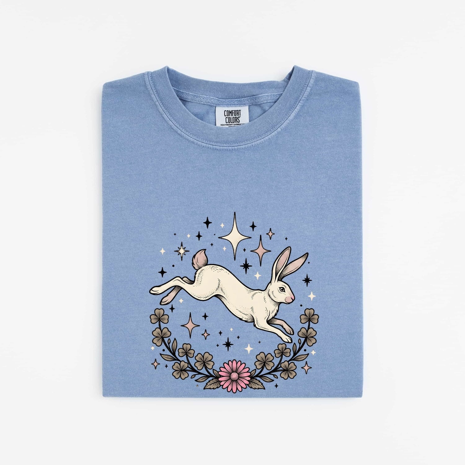 Bunny Rabbit Shirt for Women – Boho Floral Vintage Wildflowers Graphic Tee