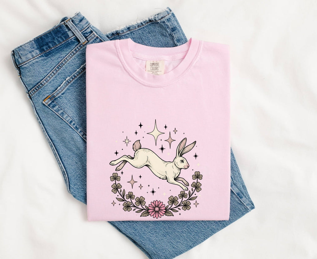 Bunny Rabbit Shirt for Women – Boho Floral Vintage Wildflowers Graphic Tee