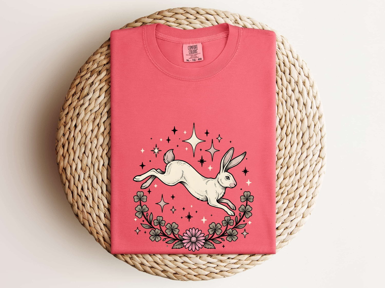 Bunny Rabbit Shirt for Women – Boho Floral Vintage Wildflowers Graphic Tee