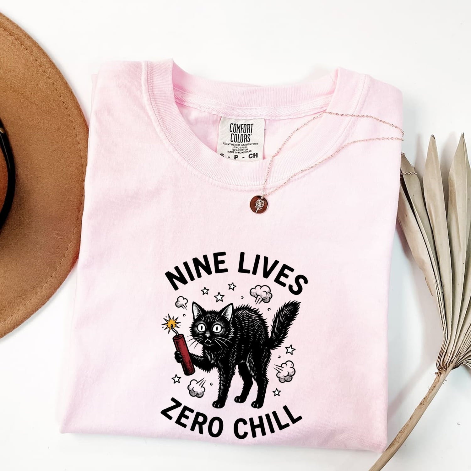 Black Cat Shirt for Women – Funny Vintage Hand Drawn Dynamite Graphic Tee