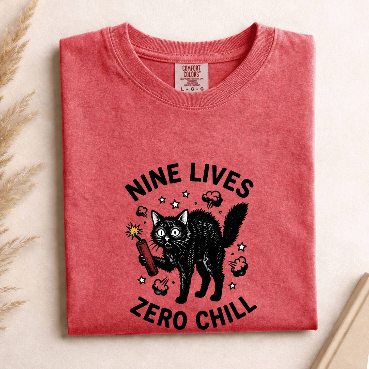 Black Cat Shirt for Women – Funny Vintage Hand Drawn Dynamite Graphic Tee