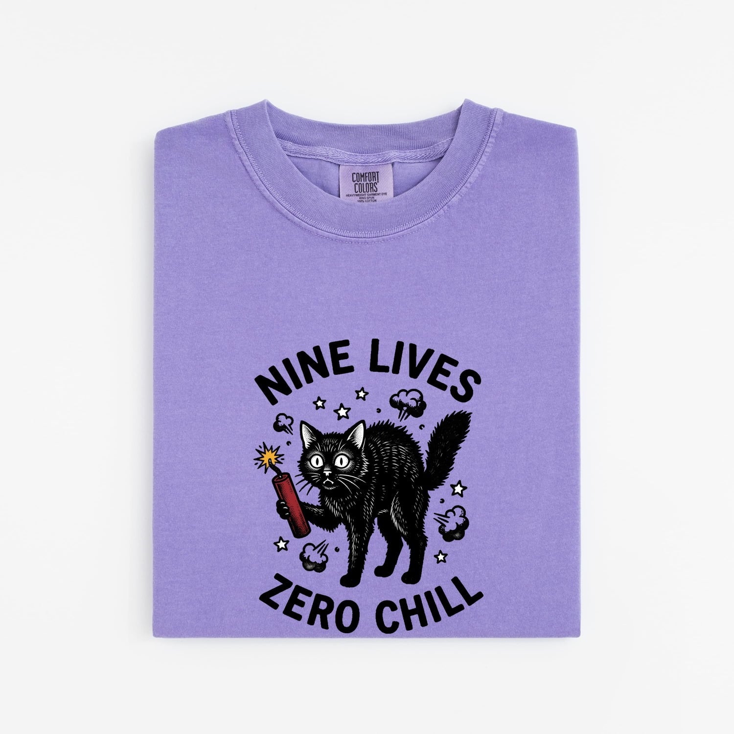 Black Cat Shirt for Women – Funny Vintage Hand Drawn Dynamite Graphic Tee