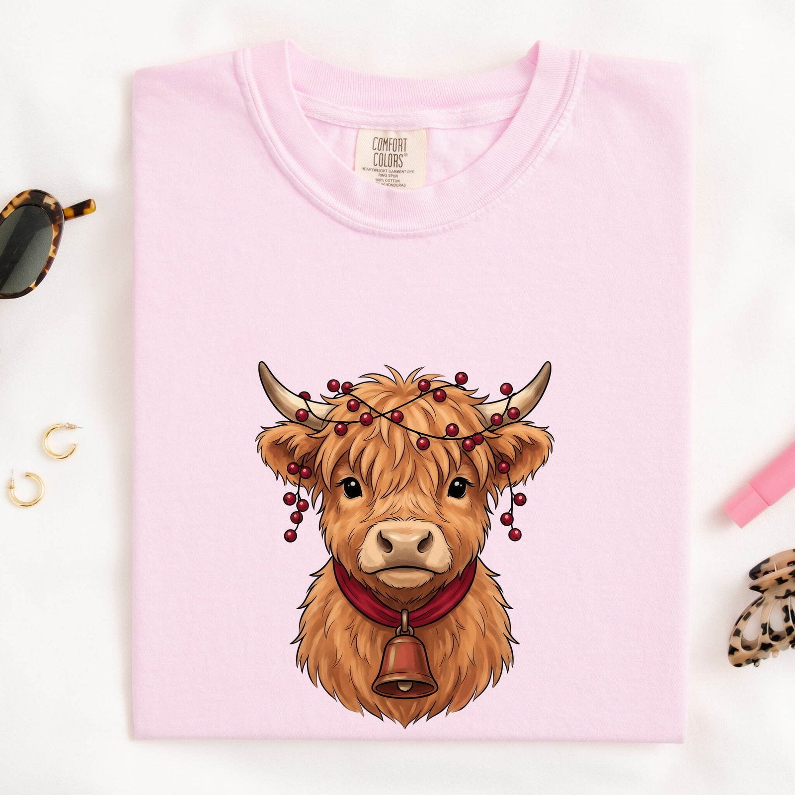 Scottish Cow Shirt for Women – Rustic Vintage Retro Cowbell Graphic Tee