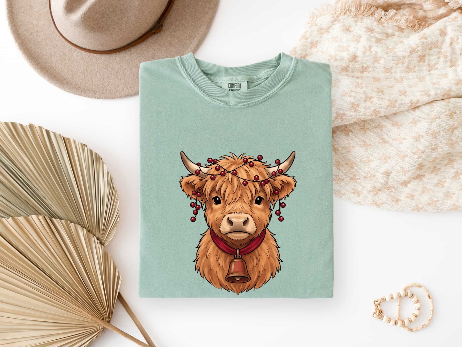 Scottish Cow Shirt for Women – Rustic Vintage Retro Cowbell Graphic Tee