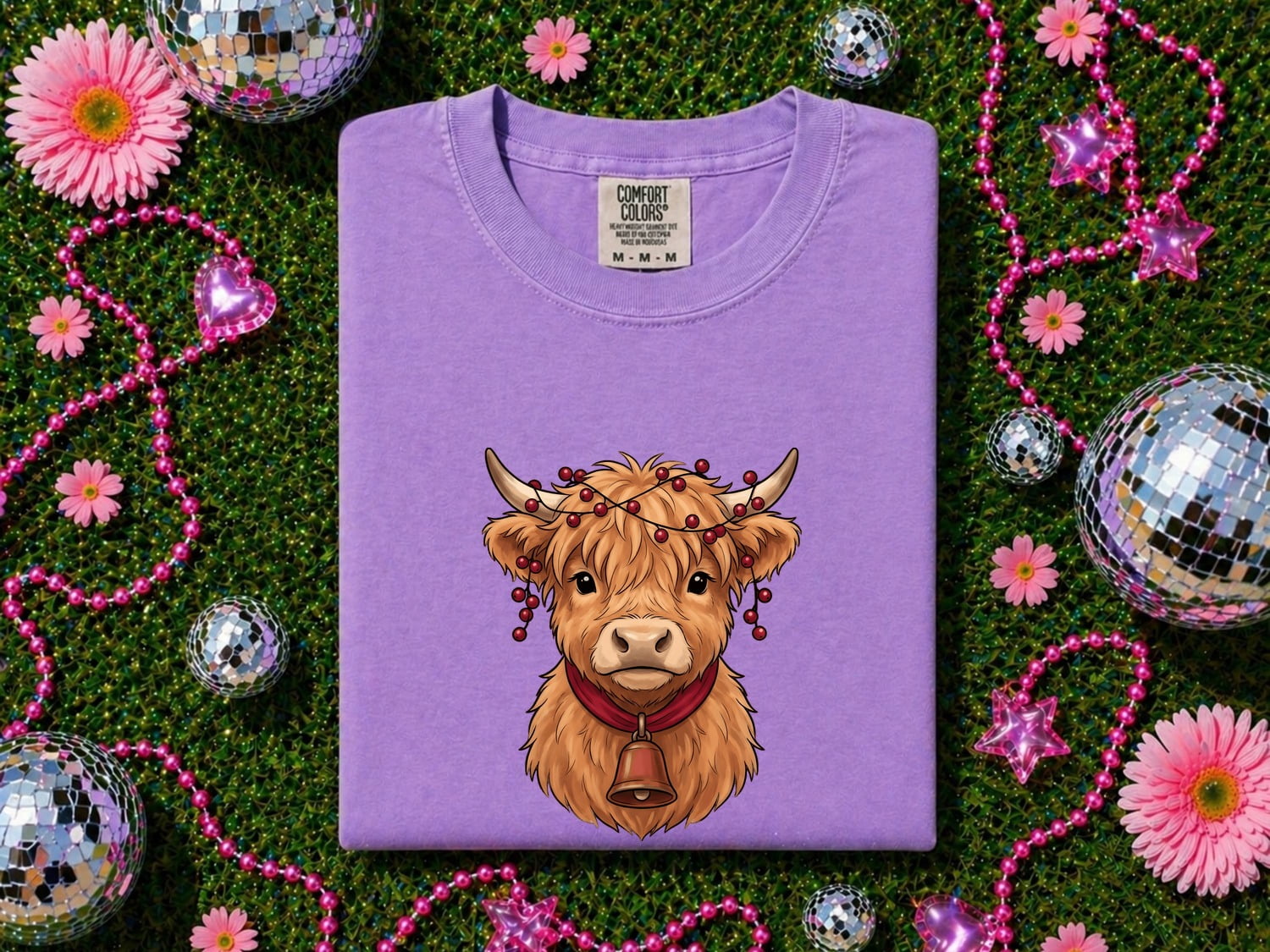 Scottish Cow Shirt for Women – Rustic Vintage Retro Cowbell Graphic Tee