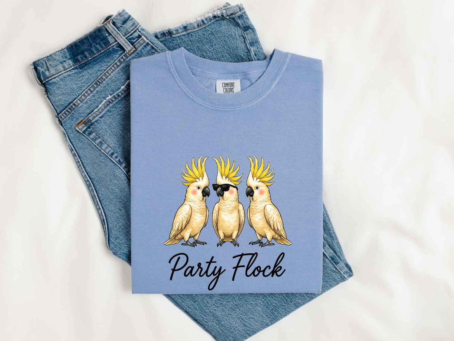 Cockatoo Shirt for Women – Funny Cartoon Shades Parrot Sketch Graphic Tee