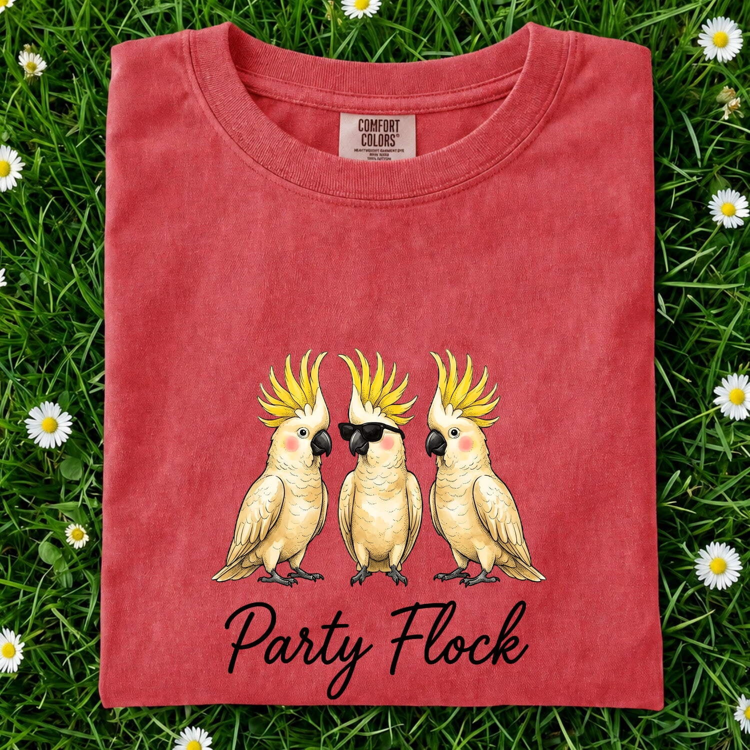 Cockatoo Shirt for Women – Funny Cartoon Shades Parrot Sketch Graphic Tee
