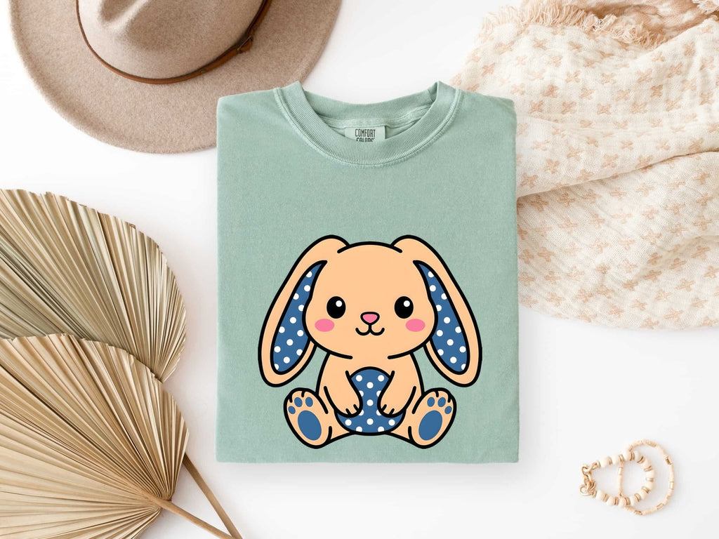 Easter Bunny Shirt for Women – Kawaii Cartoon Polka Dot Rabbit Graphic Tee