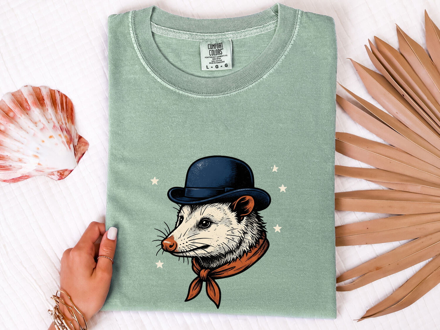 Opossum Shirt for Women – Vintage Cowboy Rodeo Line Art Possum Graphic Tee