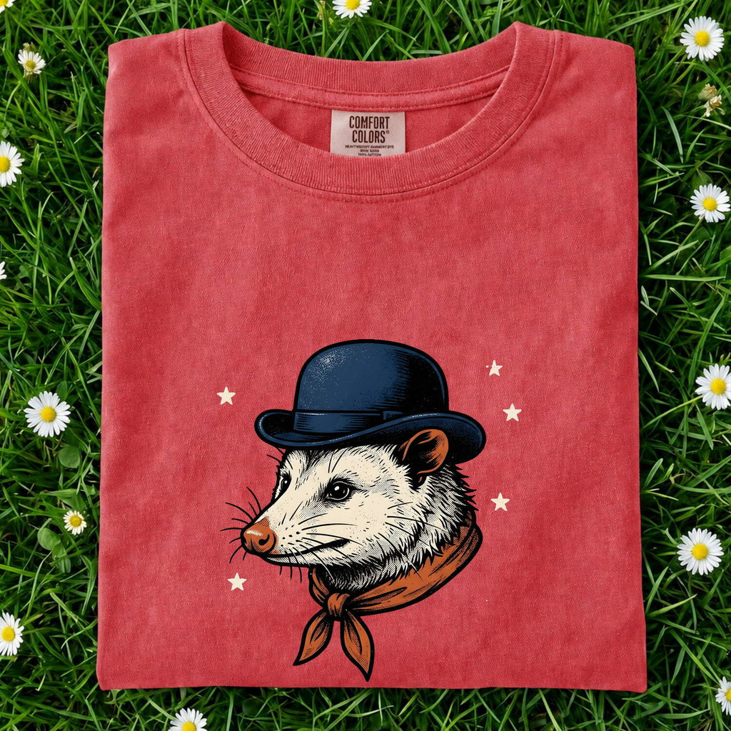 Opossum Shirt for Women – Vintage Cowboy Rodeo Line Art Possum Graphic Tee