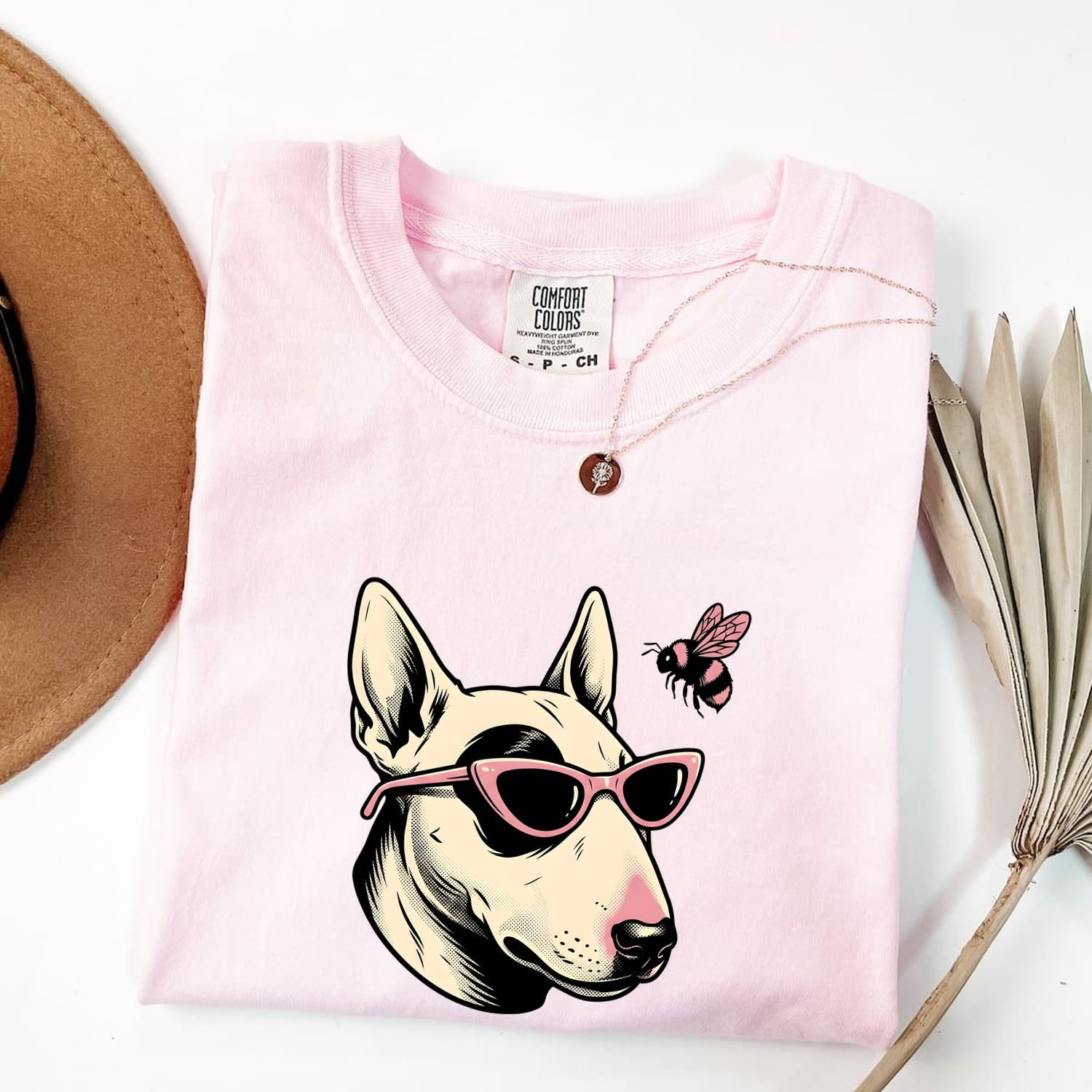 Bull Terrier Shirt for Women – Hand Drawn Eyewear Dog Illustration Graphic Tee