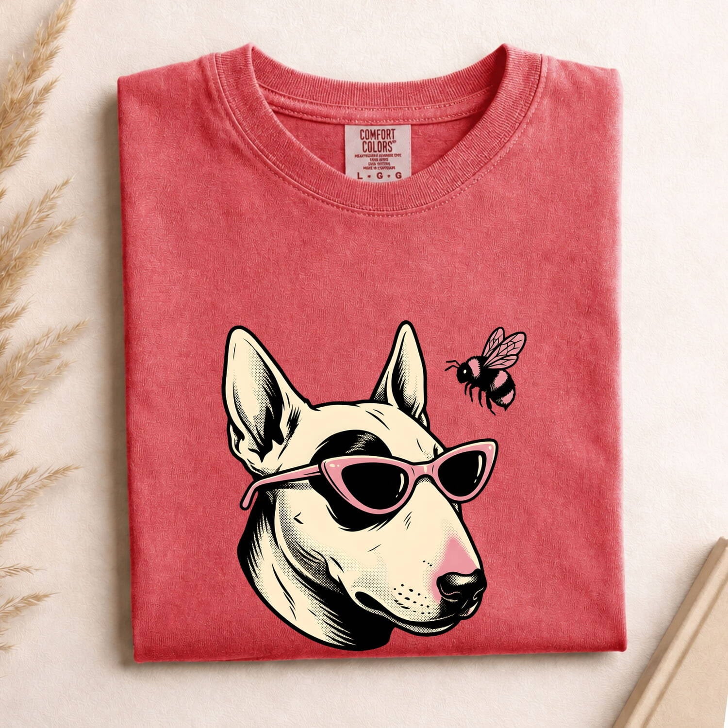 Bull Terrier Shirt for Women – Hand Drawn Eyewear Dog Illustration Graphic Tee