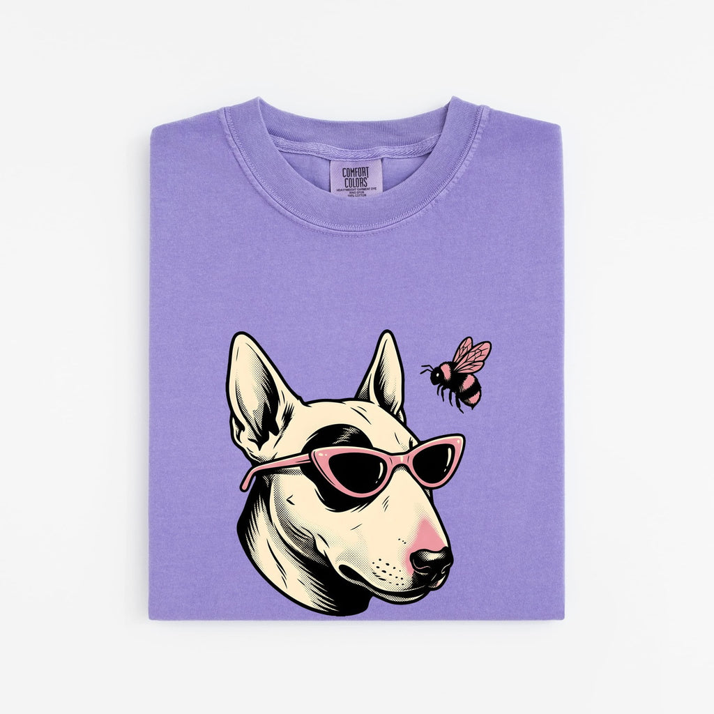 Bull Terrier Shirt for Women – Hand Drawn Eyewear Dog Illustration Graphic Tee