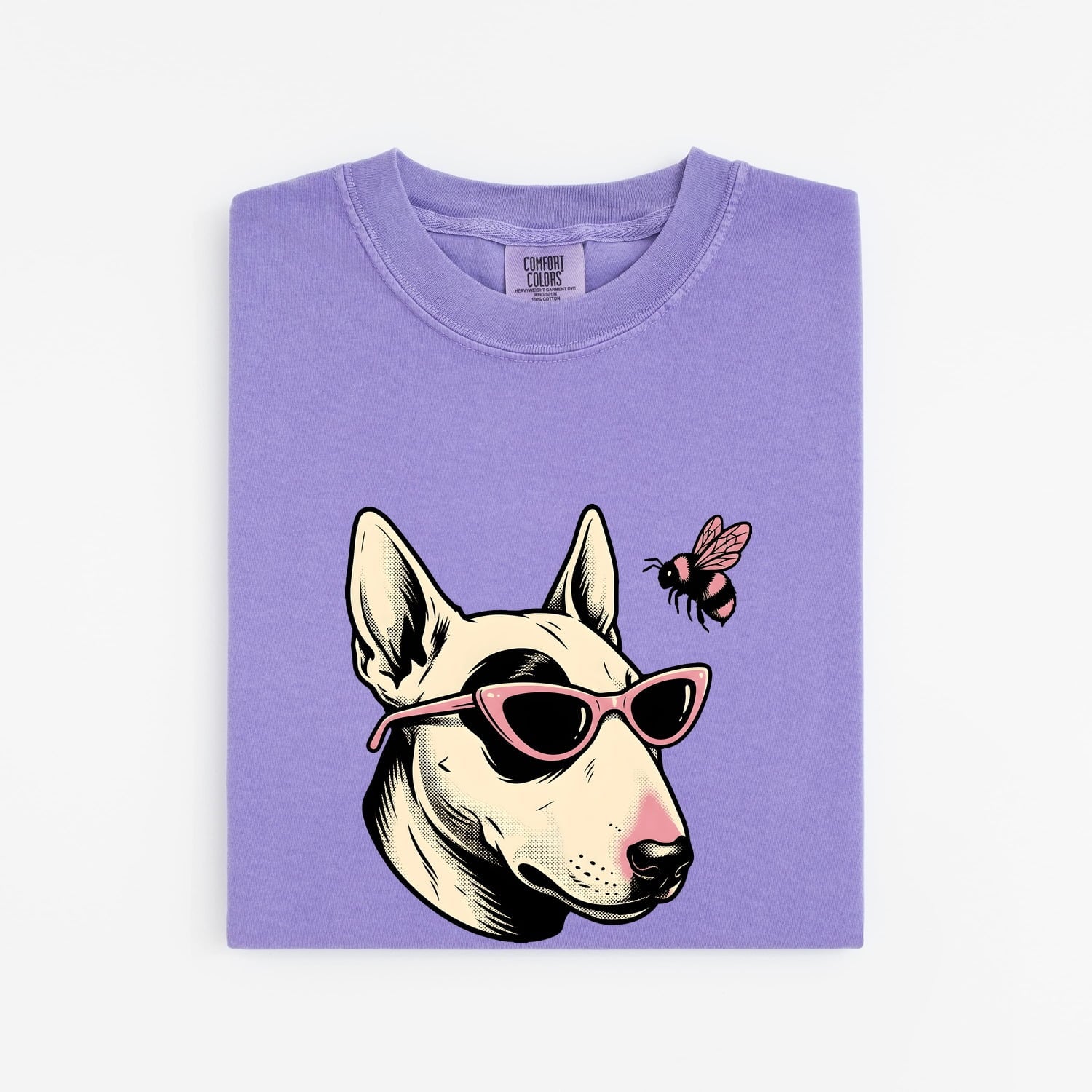 Bull Terrier Shirt for Women – Hand Drawn Eyewear Dog Illustration Graphic Tee