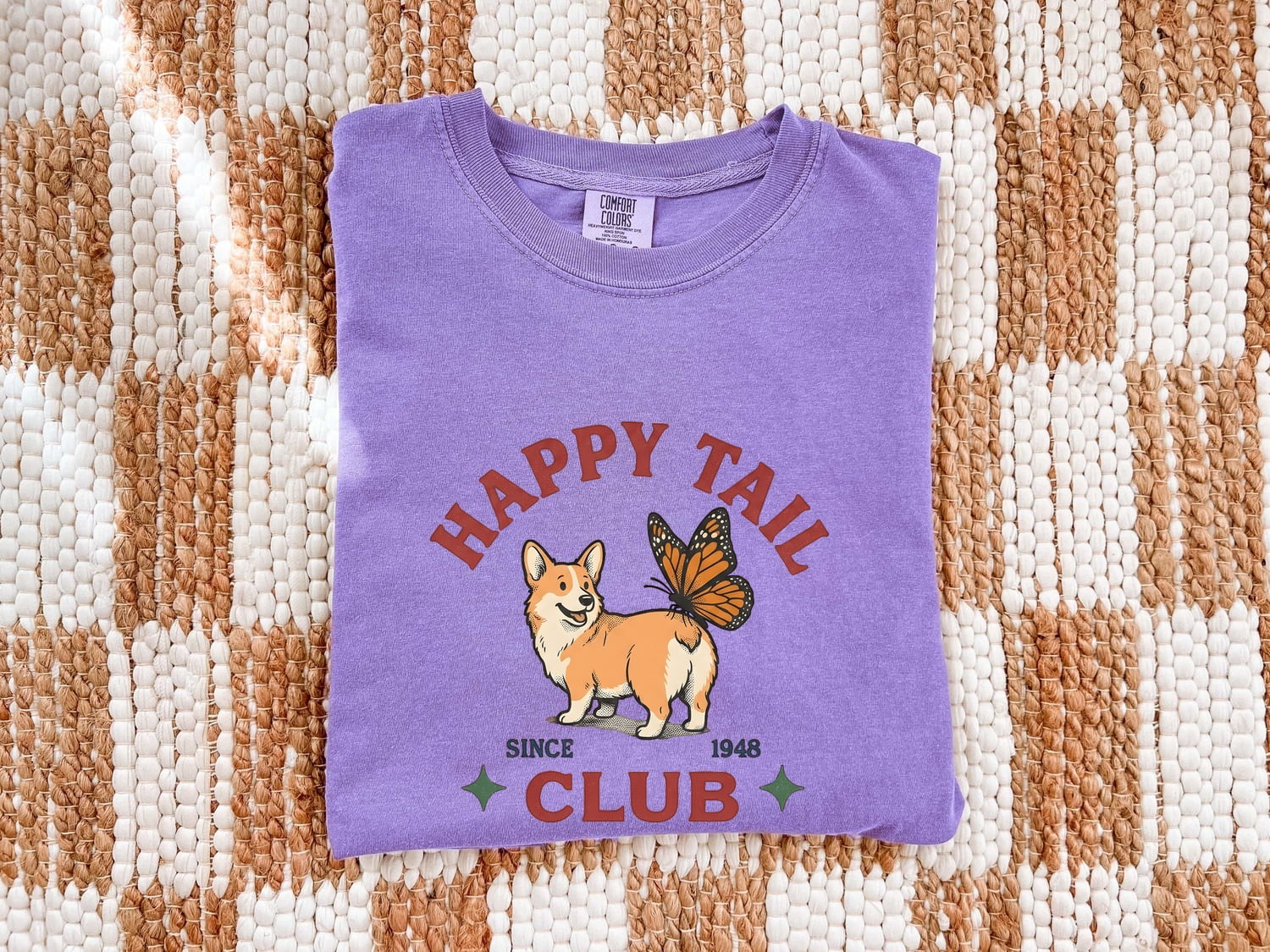 Corgi Shirt for Women – Old School Pencil Drawn Butterfly Canine Graphic Tee