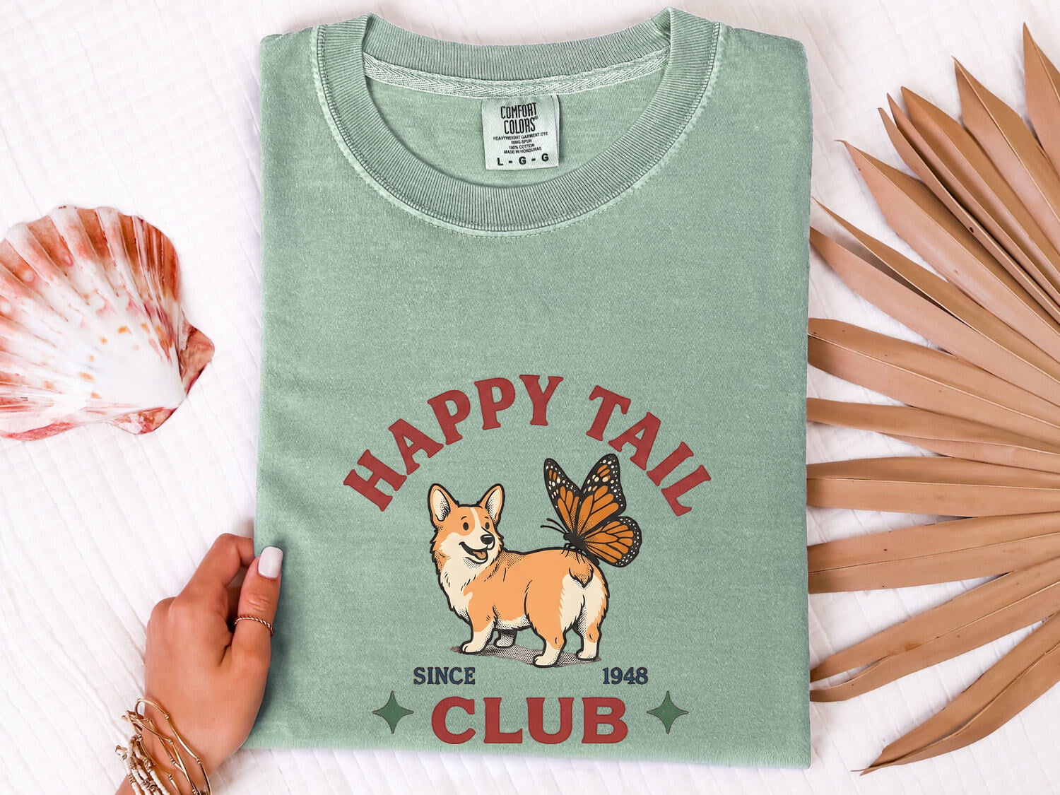 Corgi Shirt for Women – Old School Pencil Drawn Butterfly Canine Graphic Tee