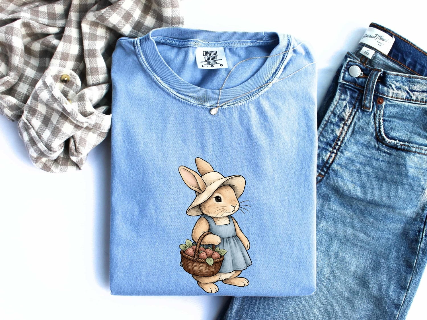 Bunny Shirt for Women – Vintage Fairy Tale Rabbit & Fruit Basket Graphic Tee
