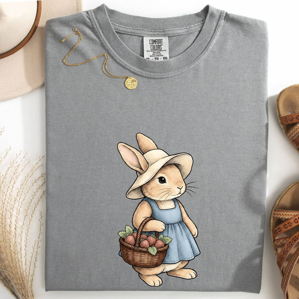 Bunny Shirt for Women – Vintage Fairy Tale Rabbit & Fruit Basket Graphic Tee
